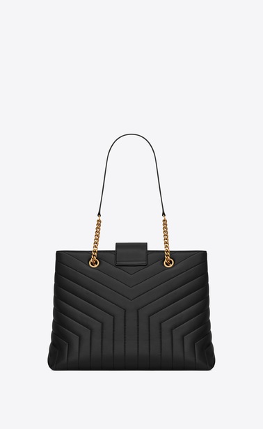 SAINT LAURENT Monogramme Loulou Woman Large LOULOU shopping bag in "Y"-quilted black leather b_V4